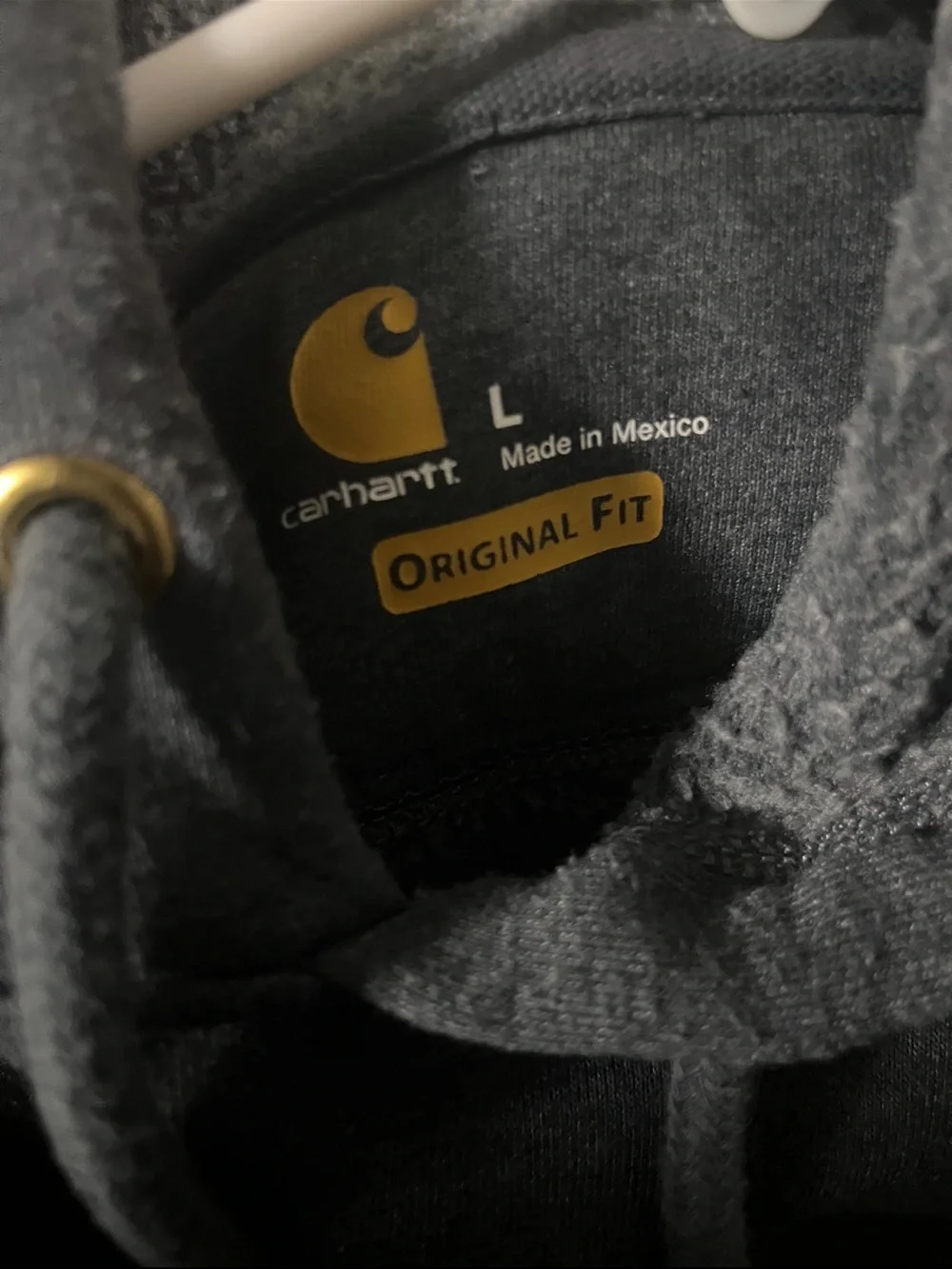 Carhartt Dark Gray Pullover Hoodie with Sleeve Logo